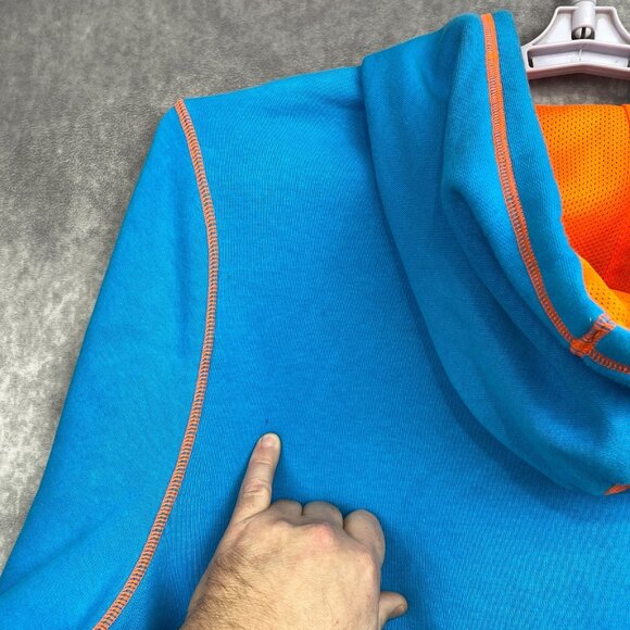 Under Armour Hoodie Sweatshirt mens Large Blue Orange Outdoors Workout Gym Warm - Picture 5 of 12